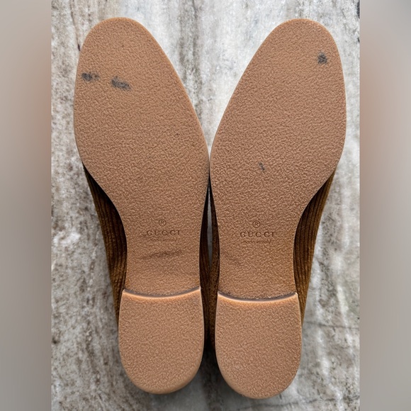 GUCCI Brown Corduroy Web Gold Horsebit Slip On Loafers 8.5 / 9 Moccasins $1000 - Picture 11 of 16
